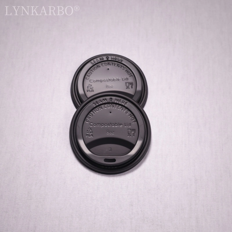 Czarna pokrywka na kubek do bezpośredniego picia CPLA 80 mm